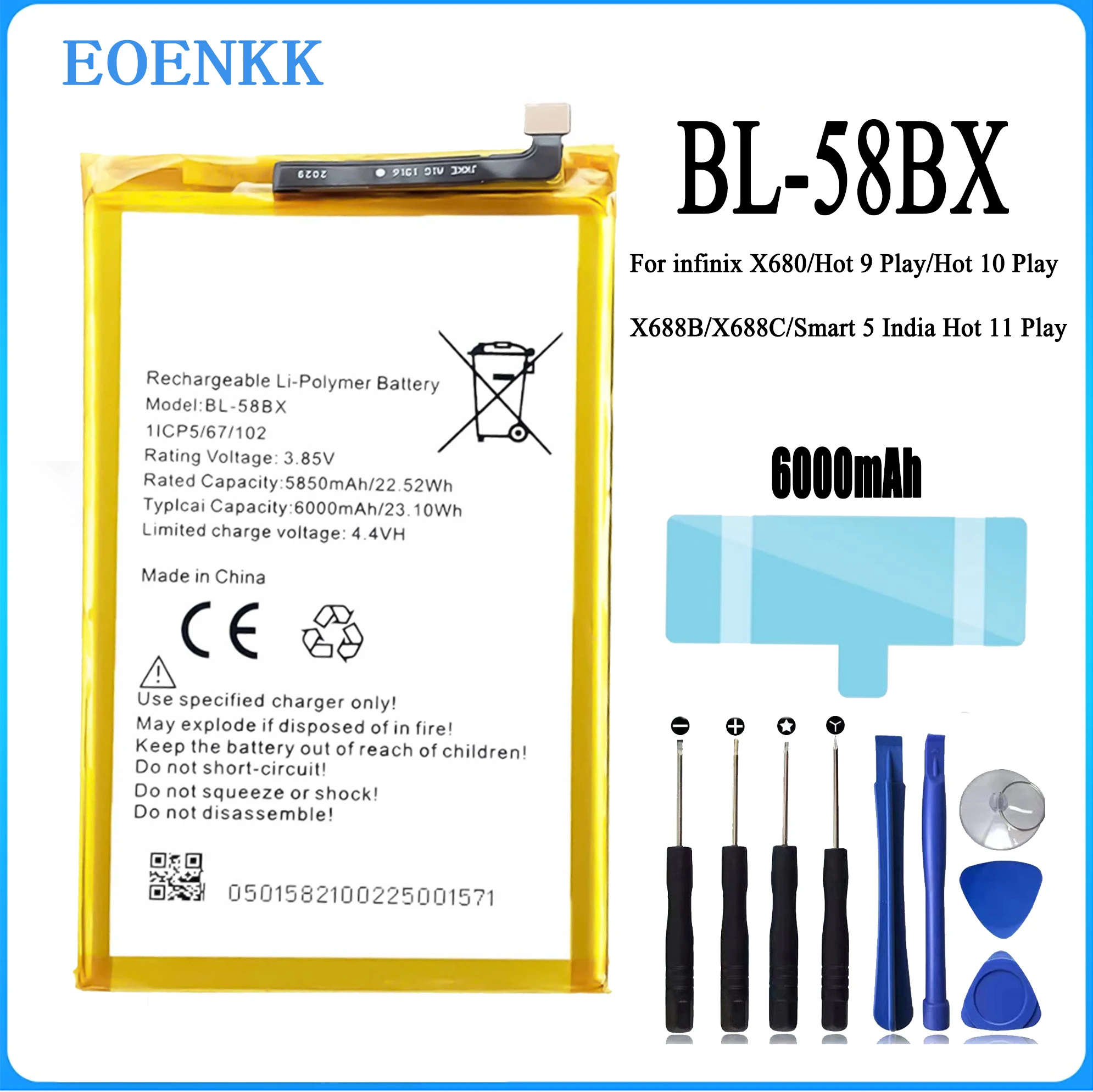 

BL-58BX Battery For infinix / X680/Hot 9 Play/Hot 10 Play/X688B/X688C/Smart 5 India Repair Part Original Capacity Phone Batterie