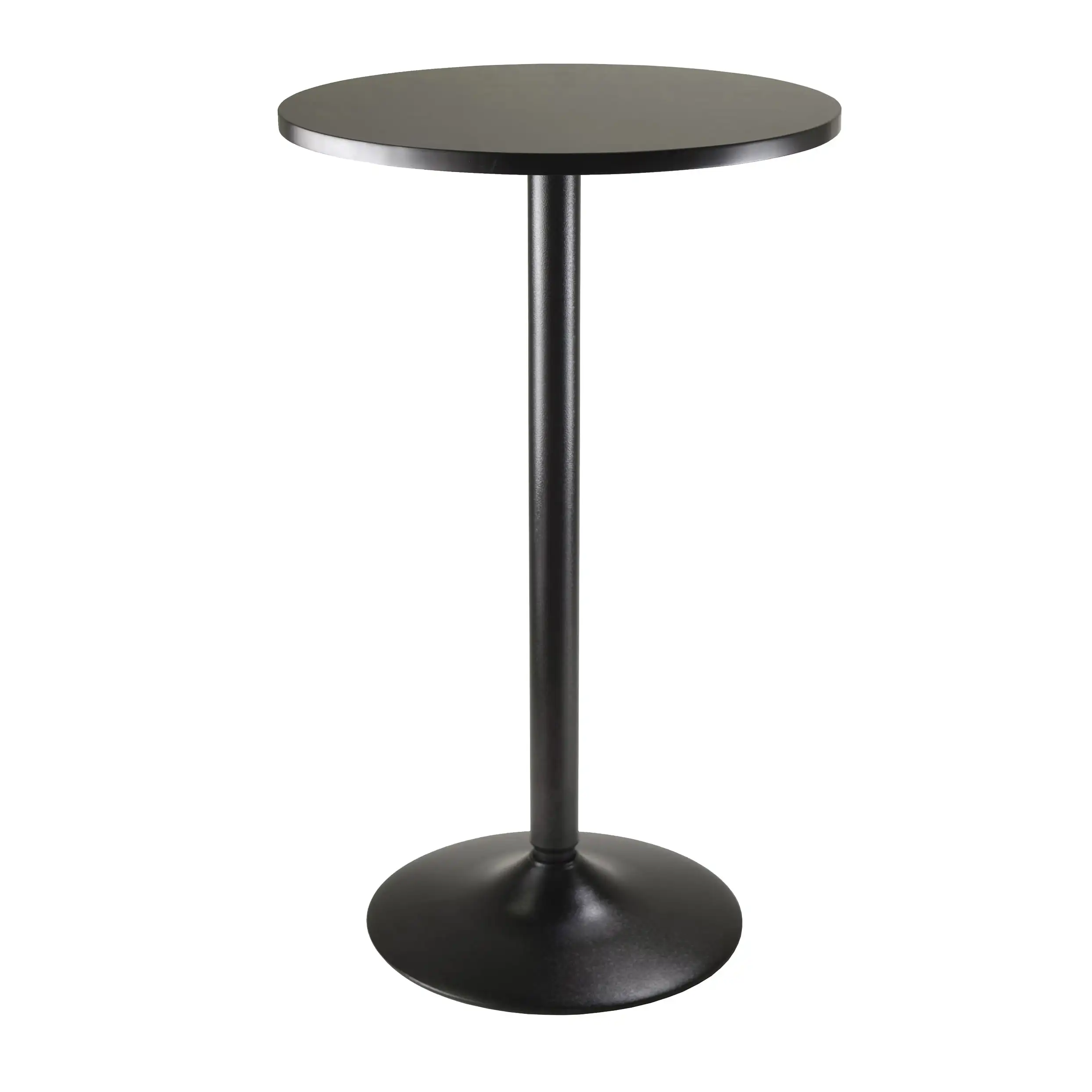 Wood 3-Pc Pub Table Set, Round Table & 2 Round Seat Bar Stools Set, Black