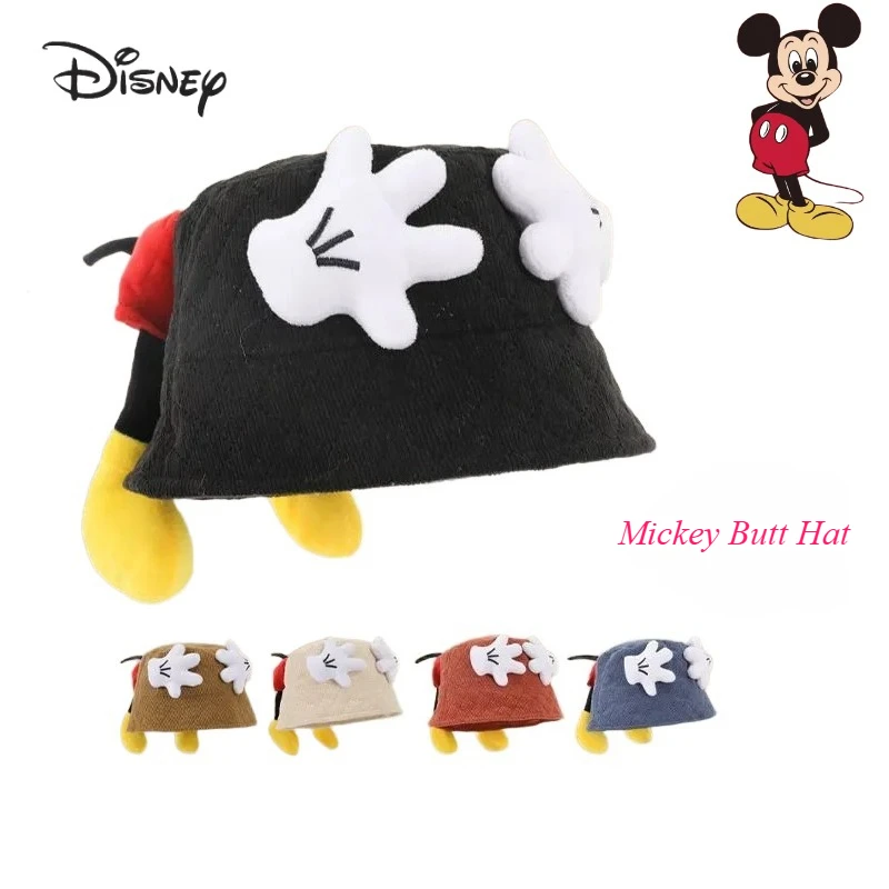 Disney mickey dos desenhos animados bonito estudante palma bunda balde chapéu criativo personalizado bebê outono e inverno quente pescador chapéu presente