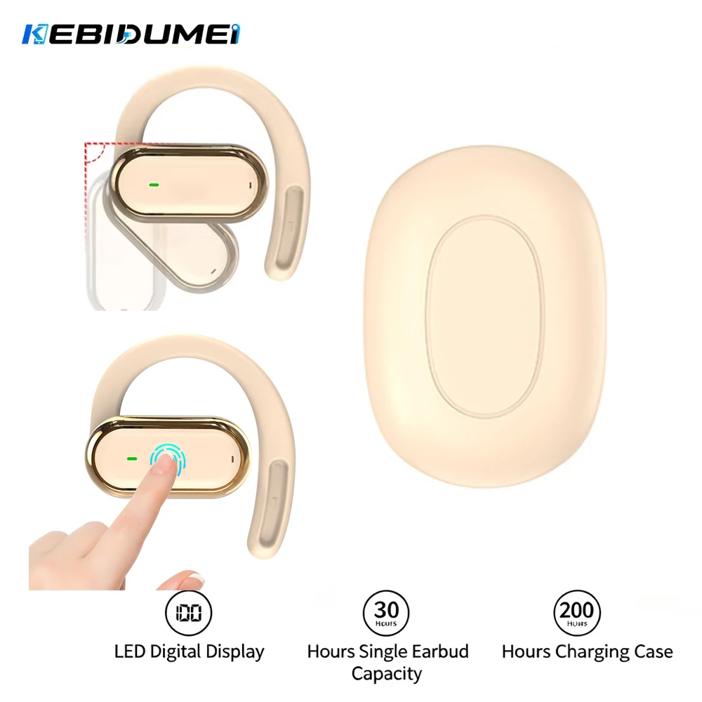 KEBIDUMEI Bluetooth 5.4 Headphones Ear Hook Earphones Noise Reduction Touch Control Headsets HiFi Stereo Sports Wireless Earbuds