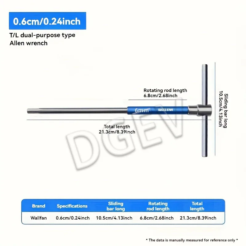 DGEV T/L 2.5/3/4/5/6/8/10mm Torx Schroevendraaier T Type Inbussleutel Chrome Spanner T-vormige Handje Uitgebreide T-Dopsleutel