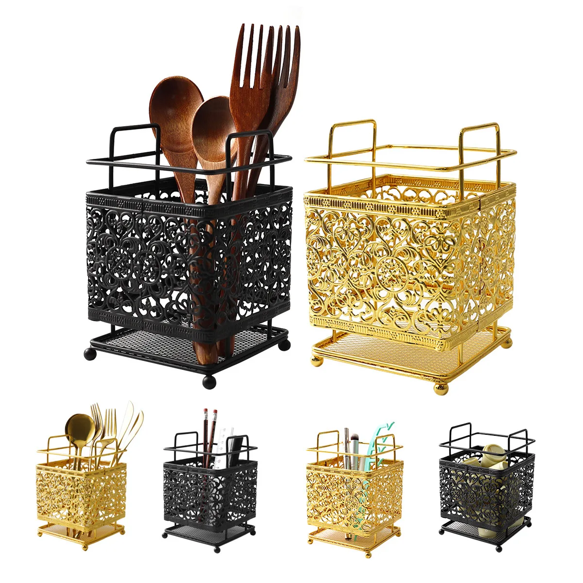 Tableware Tube, Chopstick Tube, Light Luxury Wrought Iron Multi-functional Makeup Brush Storage Tube Storage Holders & Racks