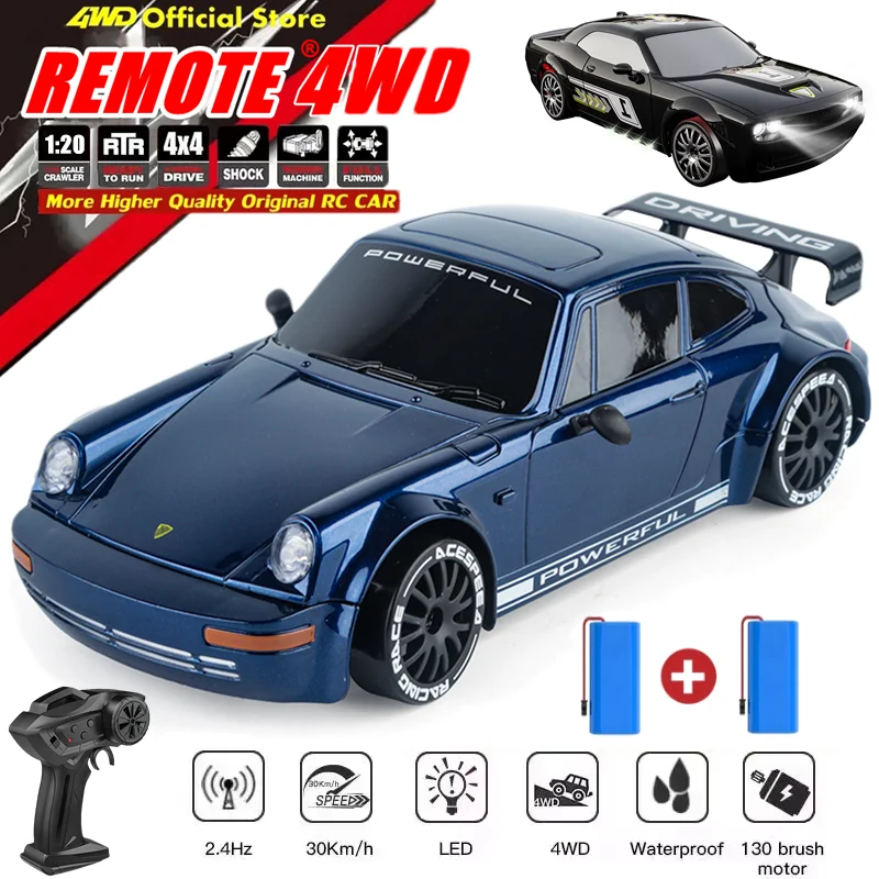 4WD Drift Racing RC Car with LED Light High Speed 2.4G Radio Remote Control 4x4 Race Sports Cars for Kids Toy Gift