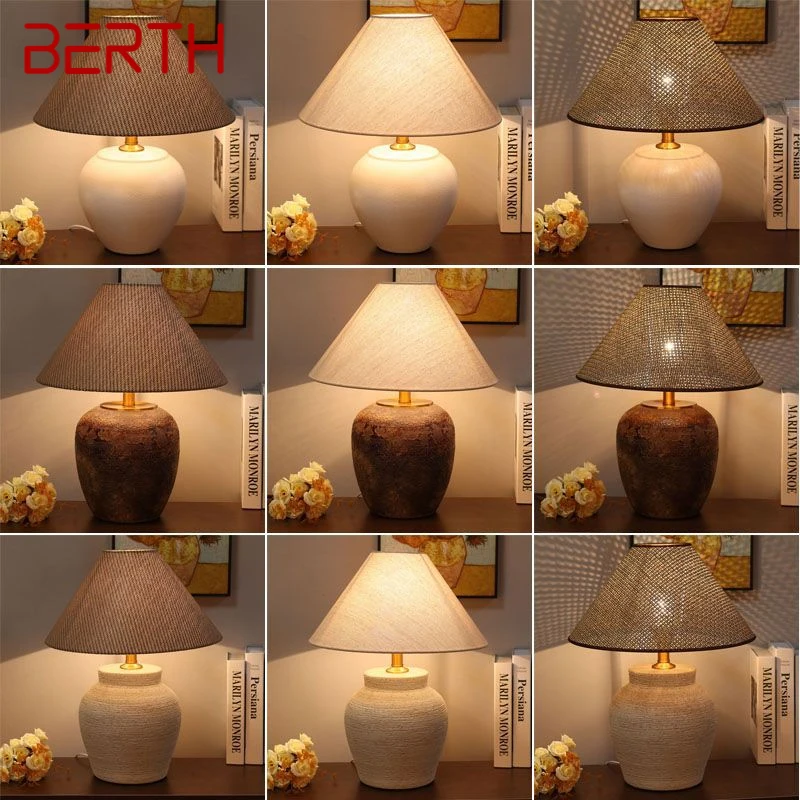 

BERTH Nordic Ceramic Table Lamp Modern Art Living Room Bedroom Study Villa LED Originality Desk Light