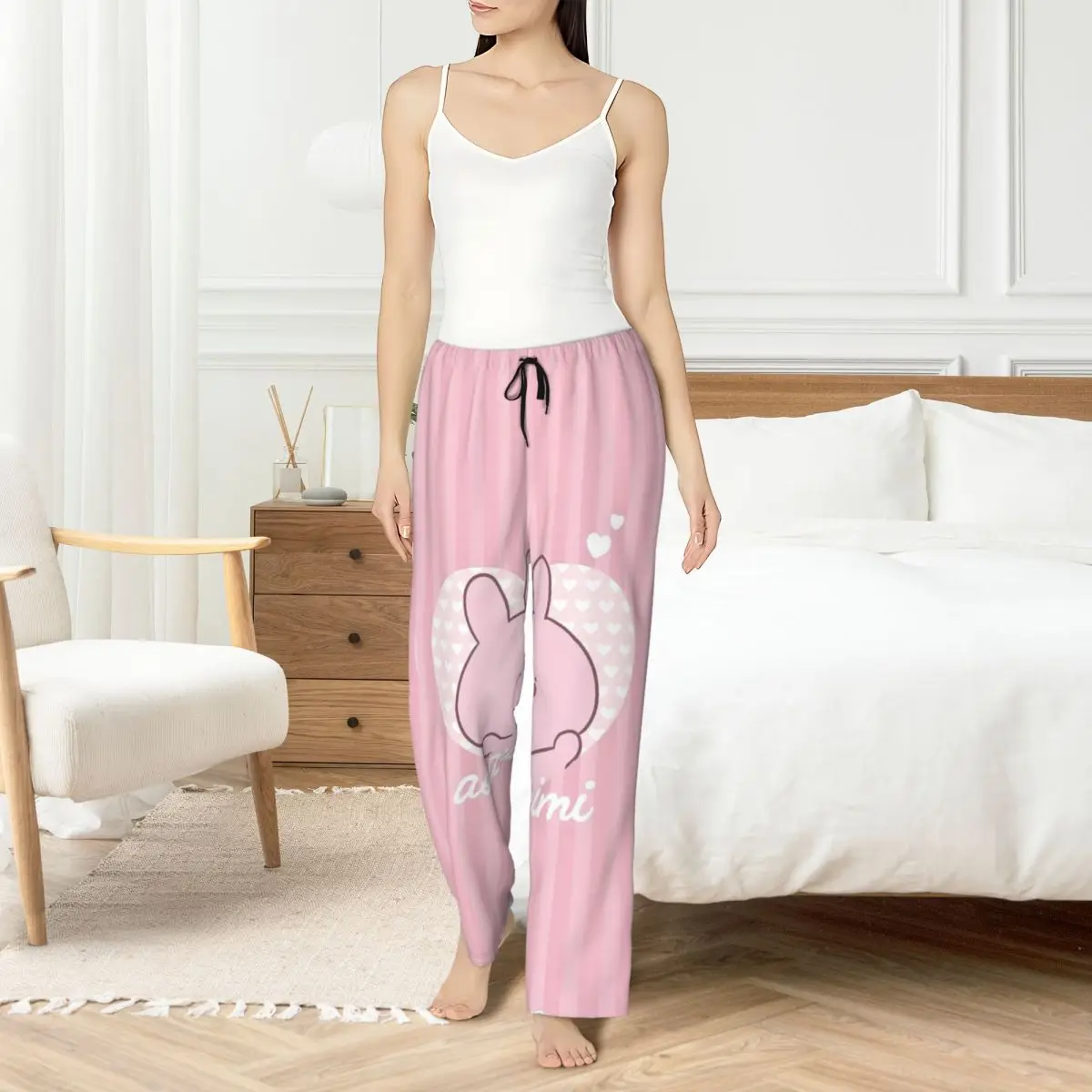 

Custom Cartoon A-Asamimichans Cute Pajama Pants Sleepwear Women Elastic Waistband Sleep Lounge Bottoms with Pockets
