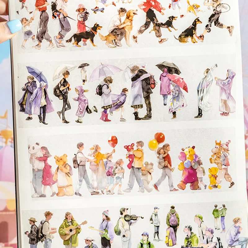 Mr. Paper Character Pattern Tape 1 roll PET Material Manufacturing Scene Character Cute Tape Home Decoration Gifts for Friends