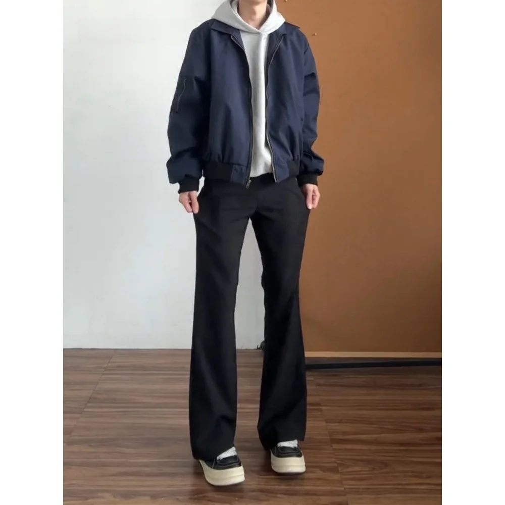 High-End 3D Casual Men's Pants Diamond Partition Pleat Loose Fit Business Suit Pants Visual Leg Lengthening Trendy Trousers