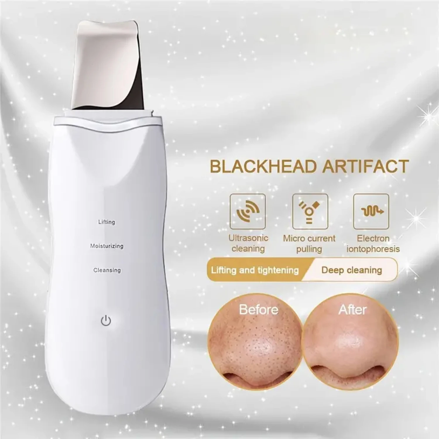 Ultra tragbarer Ultraschall-Gesichtswäscher mit Tiefenreinigung für die persönliche Schönheitspflege – wiederaufladbarer USB-Hautwäscher mit Dermabrasio