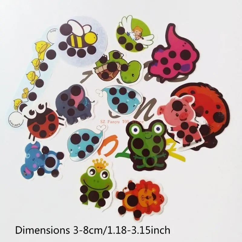 96GC 5PCS Striscia termometro frontale per bambini Adesivi per temperatura della febbre dei cartoni animati per bambini