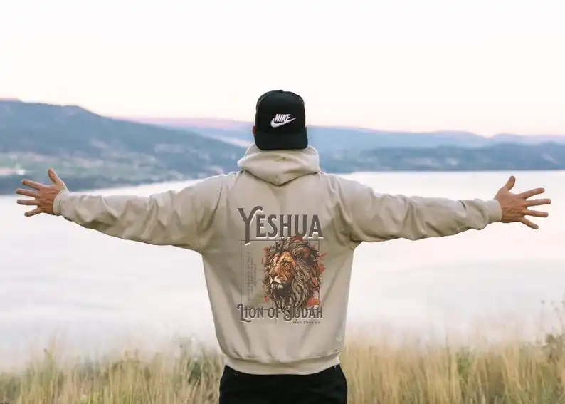 Yeshua هوديي البلوز الروحي المعمودية هدية الأسد هوديي للرجال الكتاب المقدس الآية الكتاب المقدس هودي يسوع هوديي المسيحية للجنسين #2