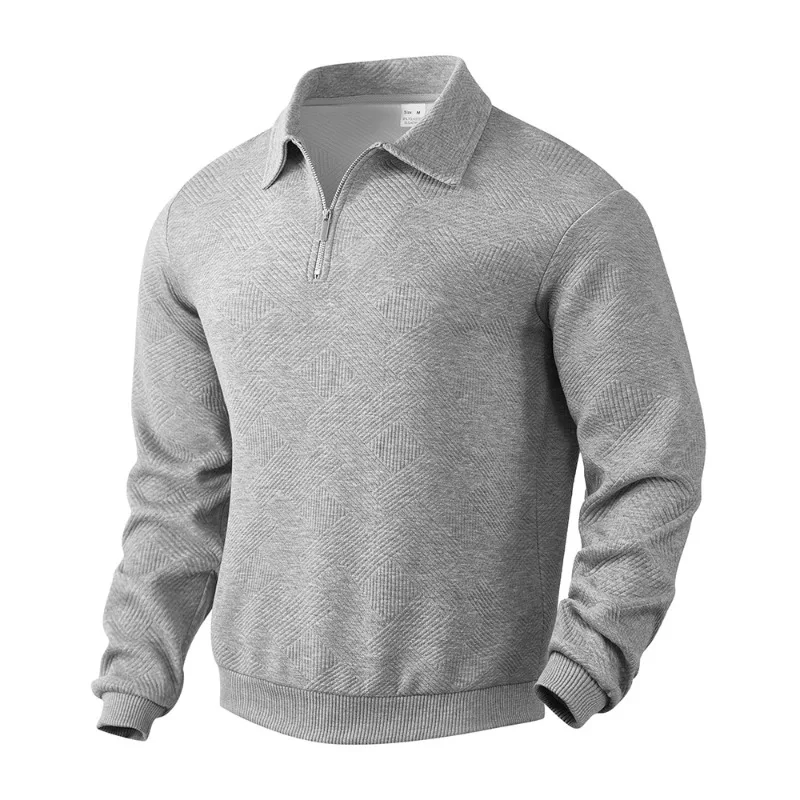 

Vintage Autumn Sweater Jacquard Long Sleeve Lapel Half Zipper Men's Casual Loose Large Size Top