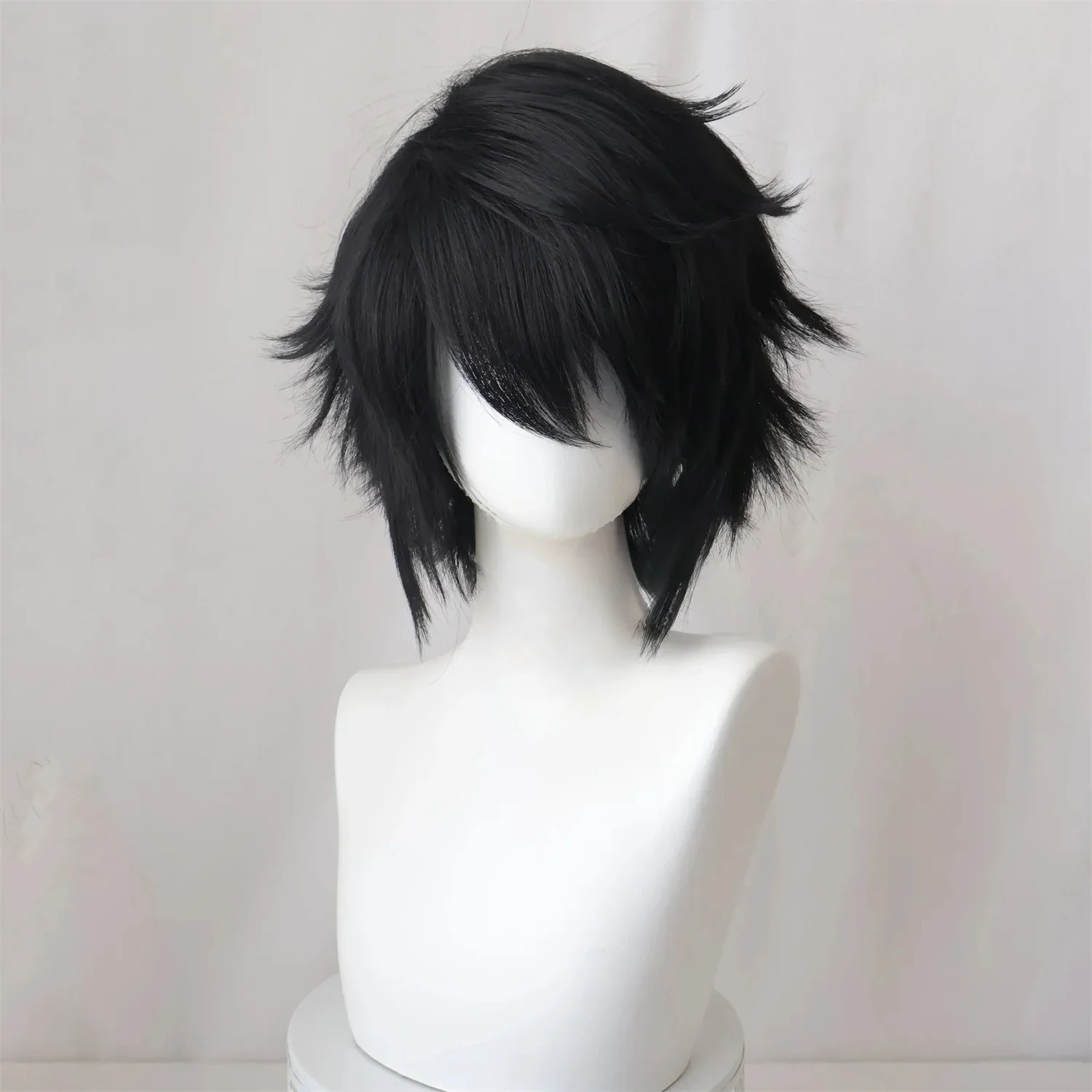 Anime l cosplay l.awliet peruca cosplay preto perucas curtas resistente ao calor cabelo sintético perucas de festa de halloween