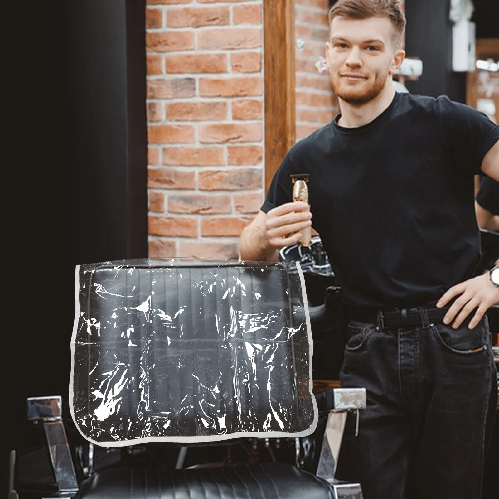 

Salon Chair Back Cover Clear Plastic Protective Hairdresser Styling Chair Cover Barber Shop Office Movie Theater