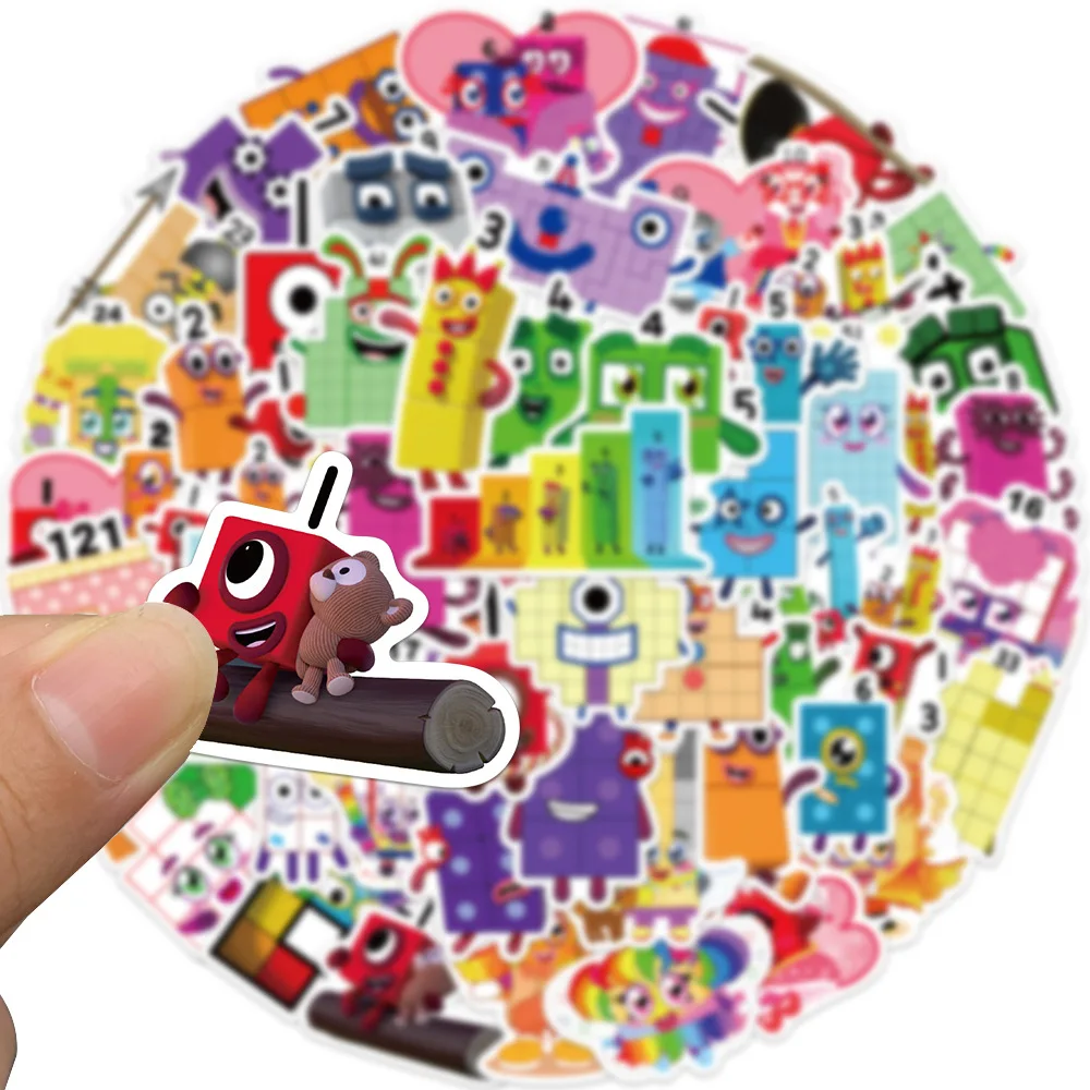 52Pcs Cartoon Stickers Numbers Building Block Notebook Laptop Scrapbooking Teacher Supplies Classroom Water Bottle Skates Toys