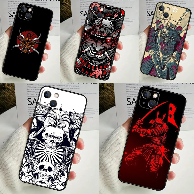 Samurai Mask Demon Case For iPhone 14 13 12 11 16 15 Pro Max Mini Cover X XR XS 8 7 14 16 15 Plus Accessories