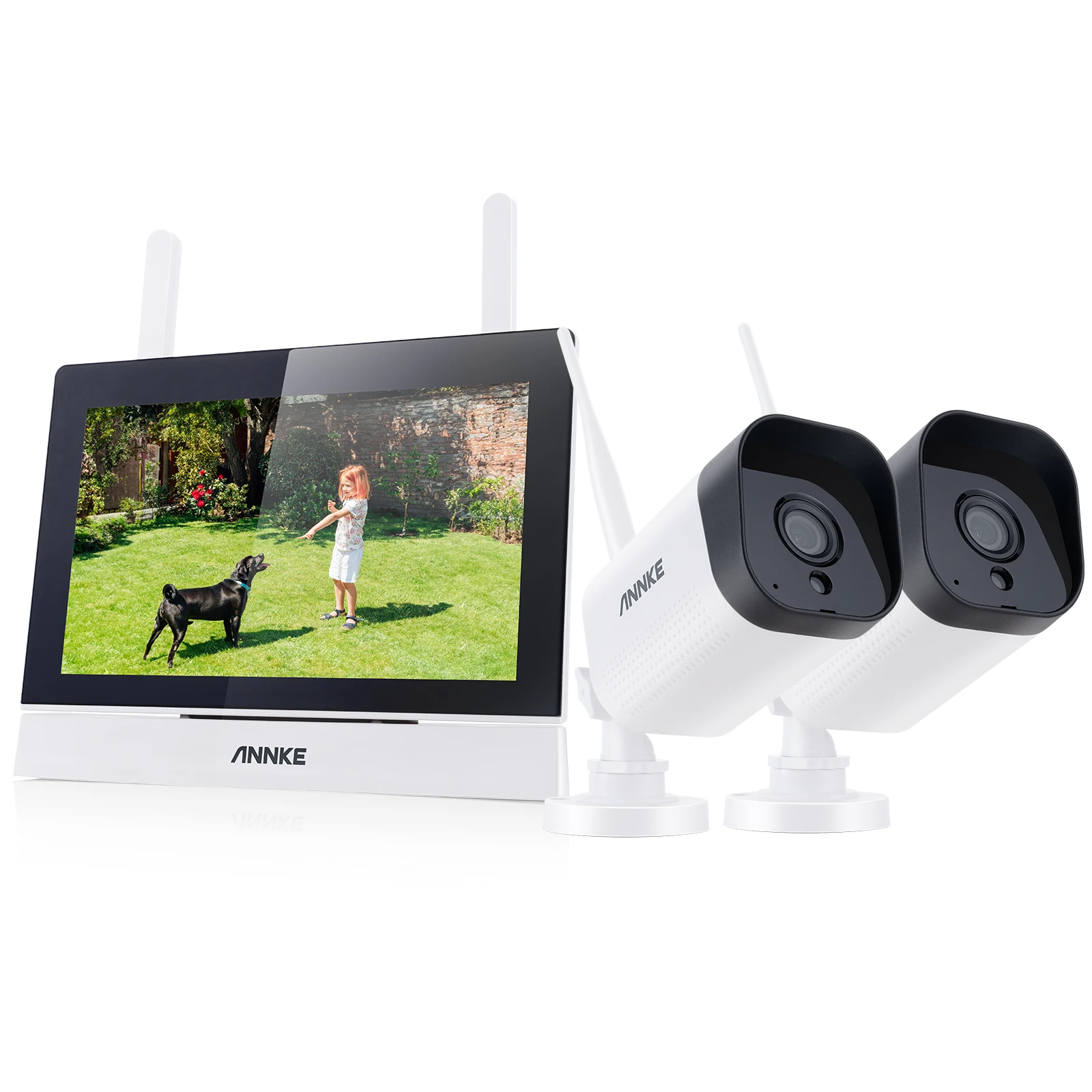 Annke 3MP 5MP Draadloos CCTV-systeem 4CH NVR Outdoor wifi camera 7-inch touchscreen Tweeweg Audio 2/4 Stuks Wifi beveiligingscamera
