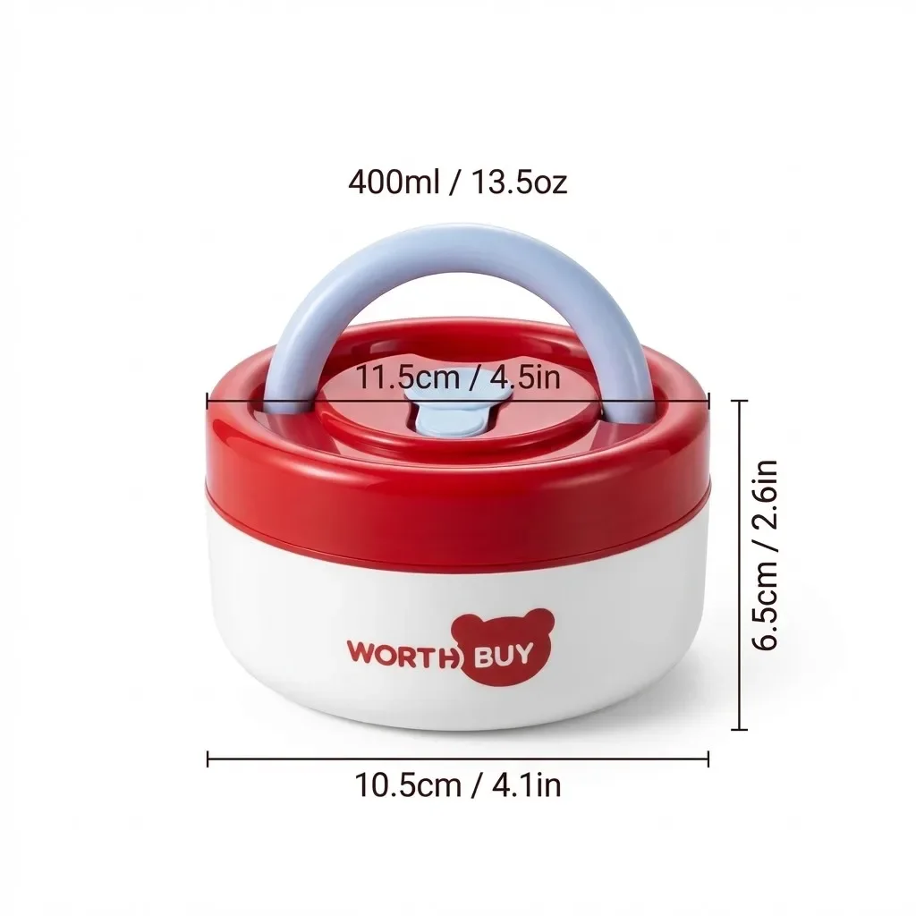 Draagbare, geïsoleerde, thermische lunchbox met handvat, afsluitbaar, geschikt voor gebruik in de magnetron, gemaakt van 304 roestvrij staal, ideaal als voedselcontainer voor studenten en schoolgaande
