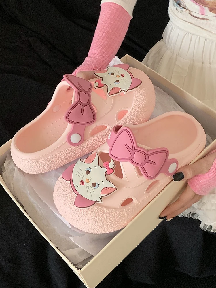 Disney bow Mary cat girl heart hole shoes women\'s summer sweet and cute non-slip soft-soled thick-soled outer wear beach sandals