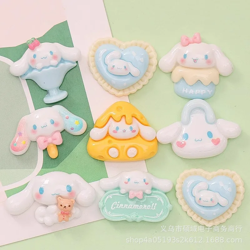 24/160 Piezas de Adhesivos de Resina con Diseño de Pastel de Queso de Cachorro de Dibujos Animados, Adhesivos para Vasos de Agua, Accesorios para el Cabello con Gel de Crema