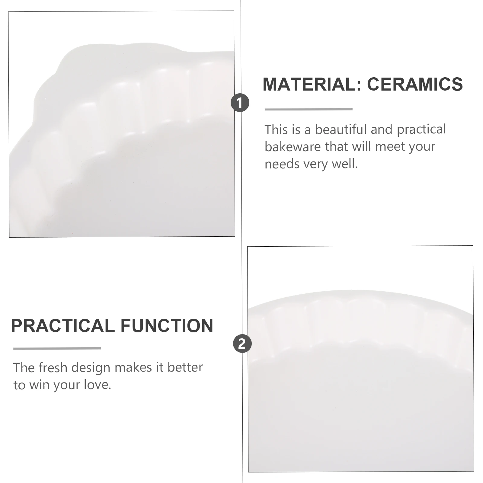 

Ceramic Baking Pan 1Pcs Preferred Material Good Quality Safe Practical Anti-Scald Double Handles Easy to