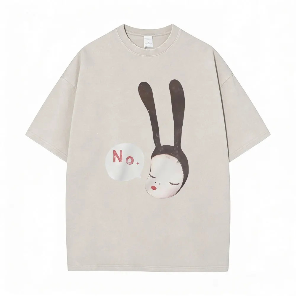 

Washed Vintage Funny Yoshitomo Nara No T Shirt Men Women Casual Humor T-shirt Male Cotton Oversized Short Sleeve Tees Streetwear