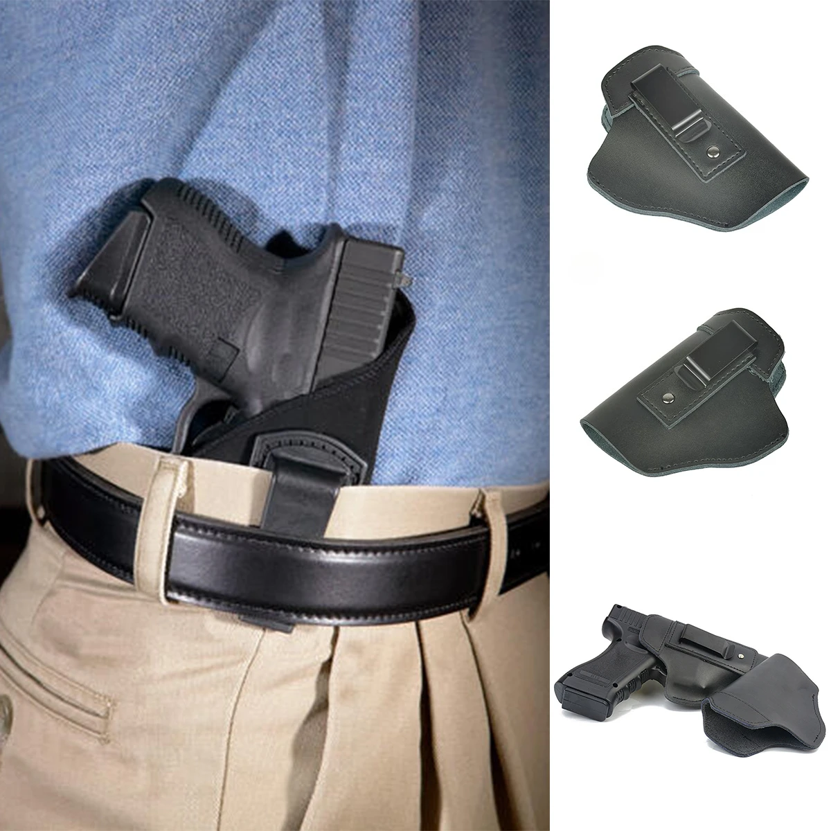 حافظة جلدية تكتيكية يسار يمين لحافظات المسدس الادسنس المخفية لـ Glock17 19 43X Sig P365 9 مللي متر ملحقات الصيد