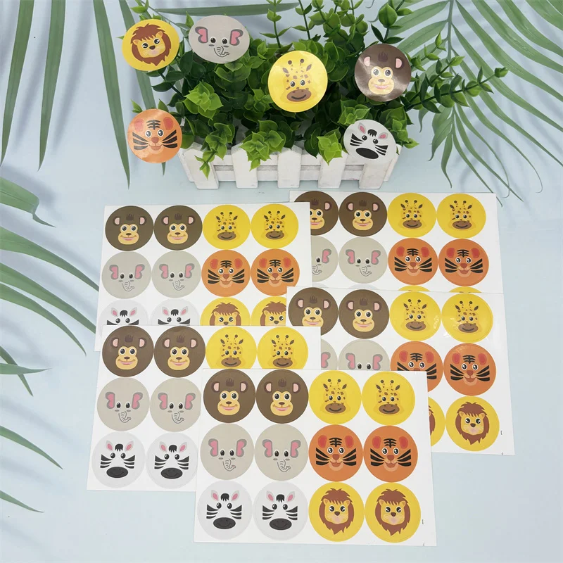 

60Pcs Jungle Animal Safari Theme Paper Stickers For Wild One Baby Shower Kids Birthday Party Candy Gift Label Stickers Supplies