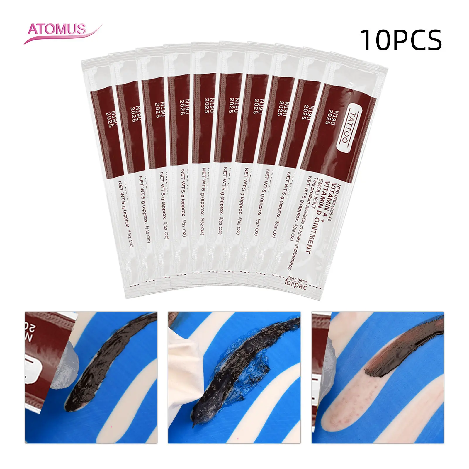 10pcs/pack A+D Vitamin Ointment Tattoo Aftercare Cream Gold Packaging Eyebrow Lips Supplies Permanent Markup Repair Tattoo Tool