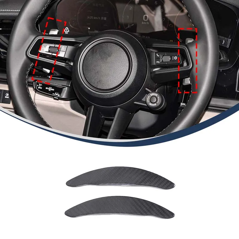 

For Porsche Taycan Panamera macan 911 922 2021+ Real carbon fiber car steering wheel shift paddles sticker Car accessories