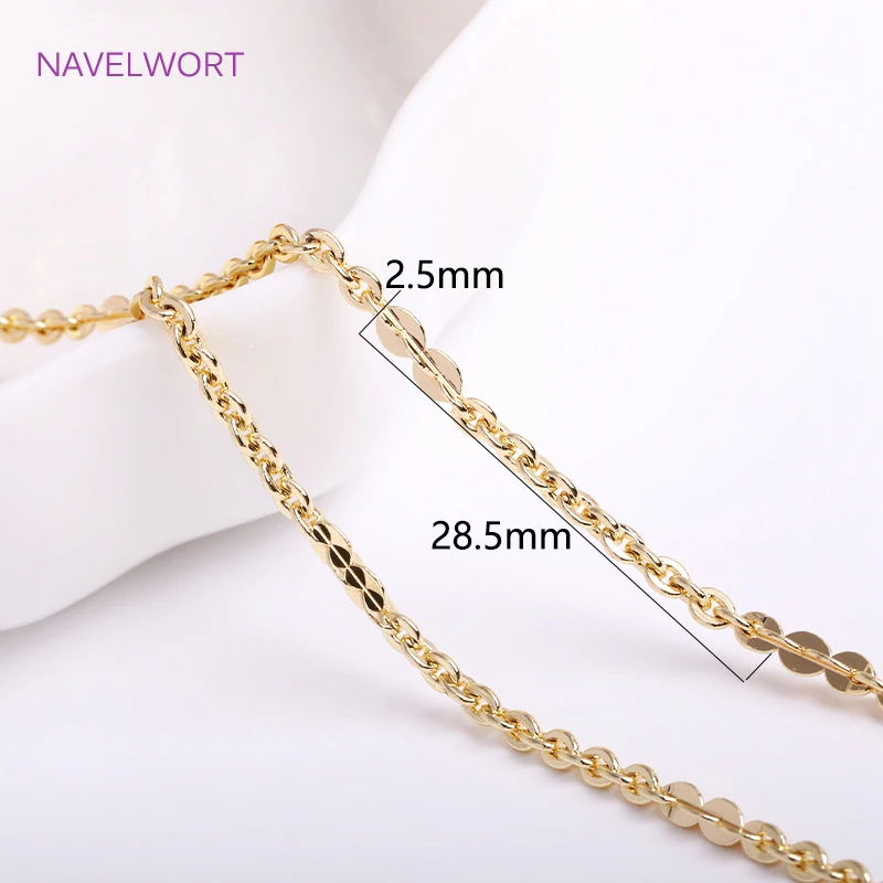 18K Gold Plated Brass O Thin Chain For Bracelet Necklace Making Supplies,2.5mm*28.5mm Cable Chain DIY Jewelry Making Accessory