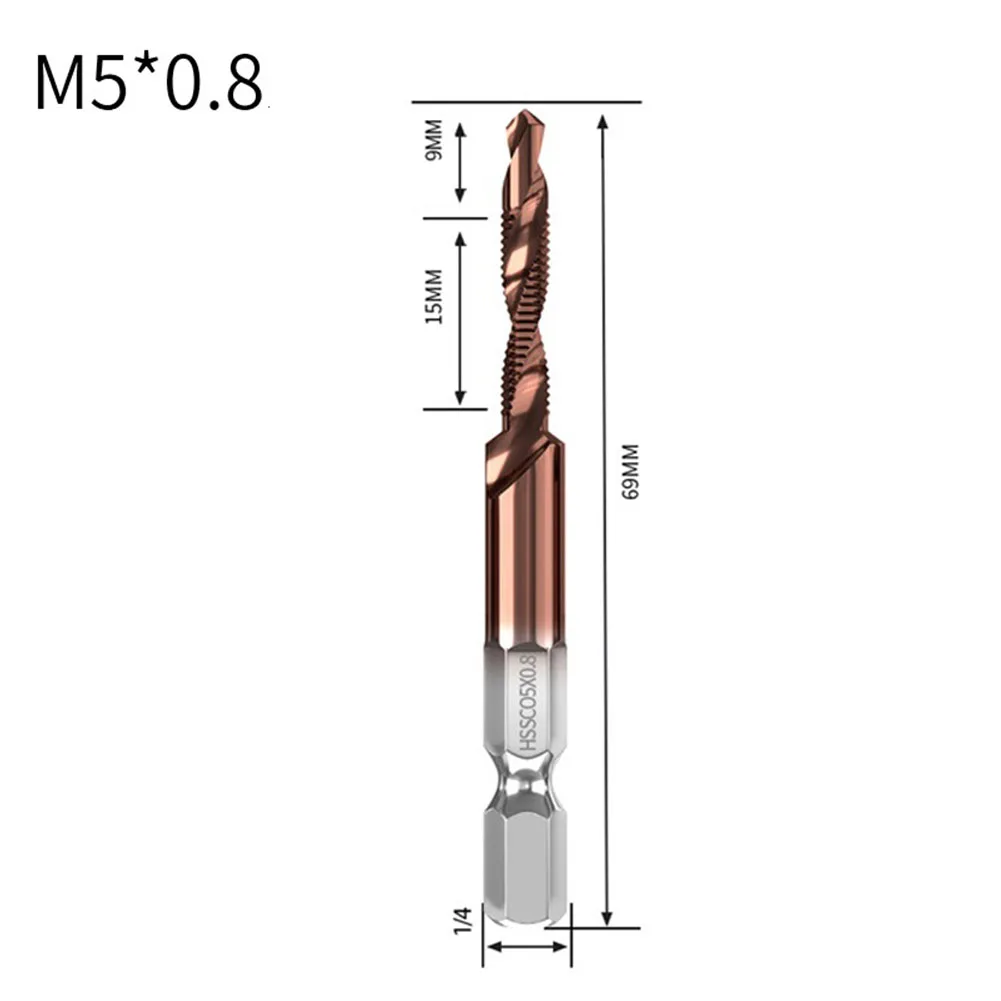 1pc/6pc Cobalt Tapping Drilling Integrated Composite Tap Tools M3-M10 For Mechanic 3 In 1 Quick Change Metal Woodworking Tools