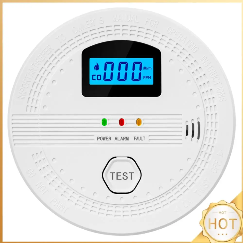 2 In 1 CO and Smoke Detector LCD Digital Display Portable Fire Co Alarm Battery Powered CO Gas Monitor Alarm CO Sensor Home Use