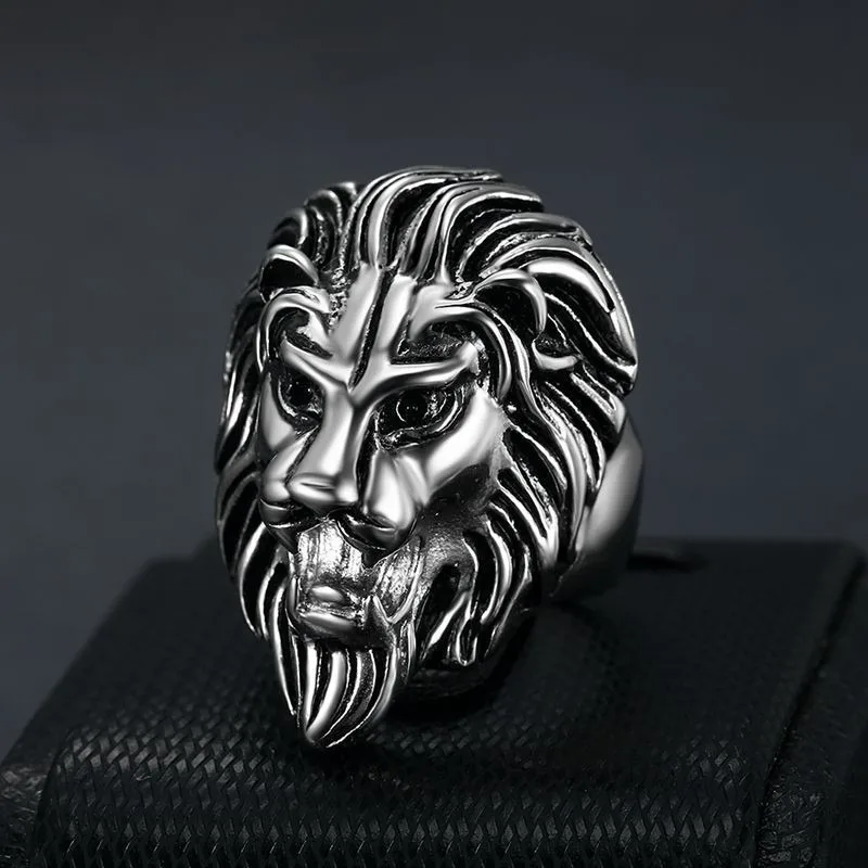 European and American new fashion personalized lion head shape men's domineering ring