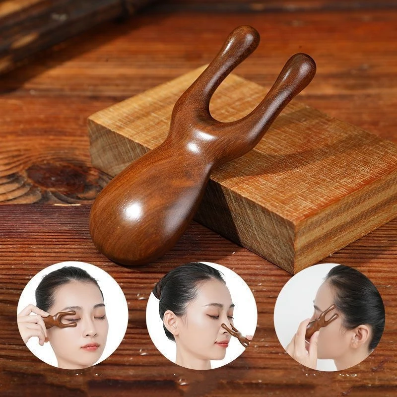 Drzewo sandałowe Lifting twarzy Meridian Grzebień Masażer do oczu Nos Ucho Szyja Promuj krążenie krwi Punkt spustowy Gua Sha Board