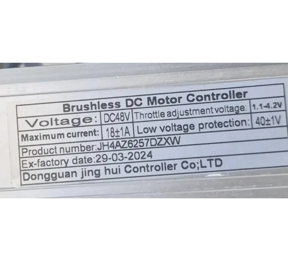 

JH4AZ6257DZXW(customized) DC48V 18A Motor Controller Model Electric Bicycle Accessories