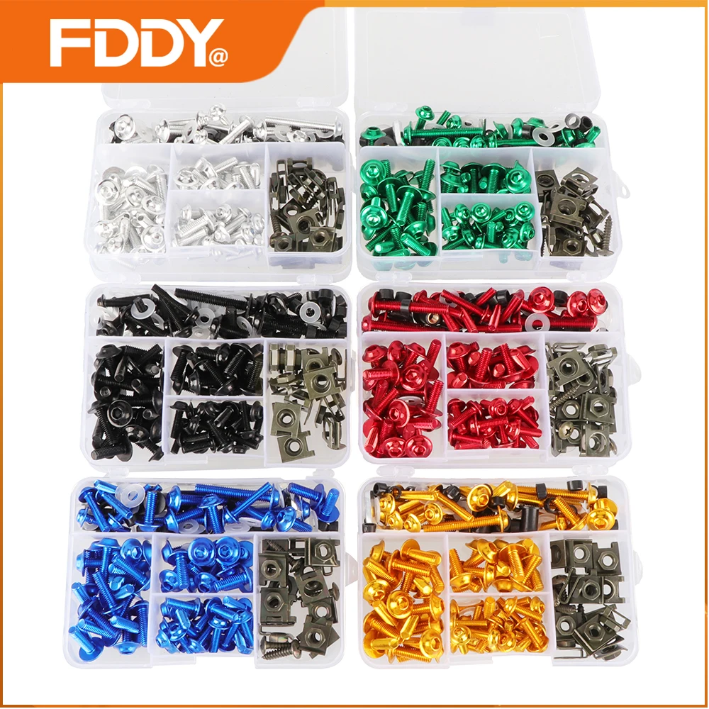 

Набор винтов FDDY, 177 шт./упак., алюминиевые винты для ветрового стекла, цветные крепежные элементы, комплект болтов для обтекателя мотоцикла, для тюнинга мотоциклов