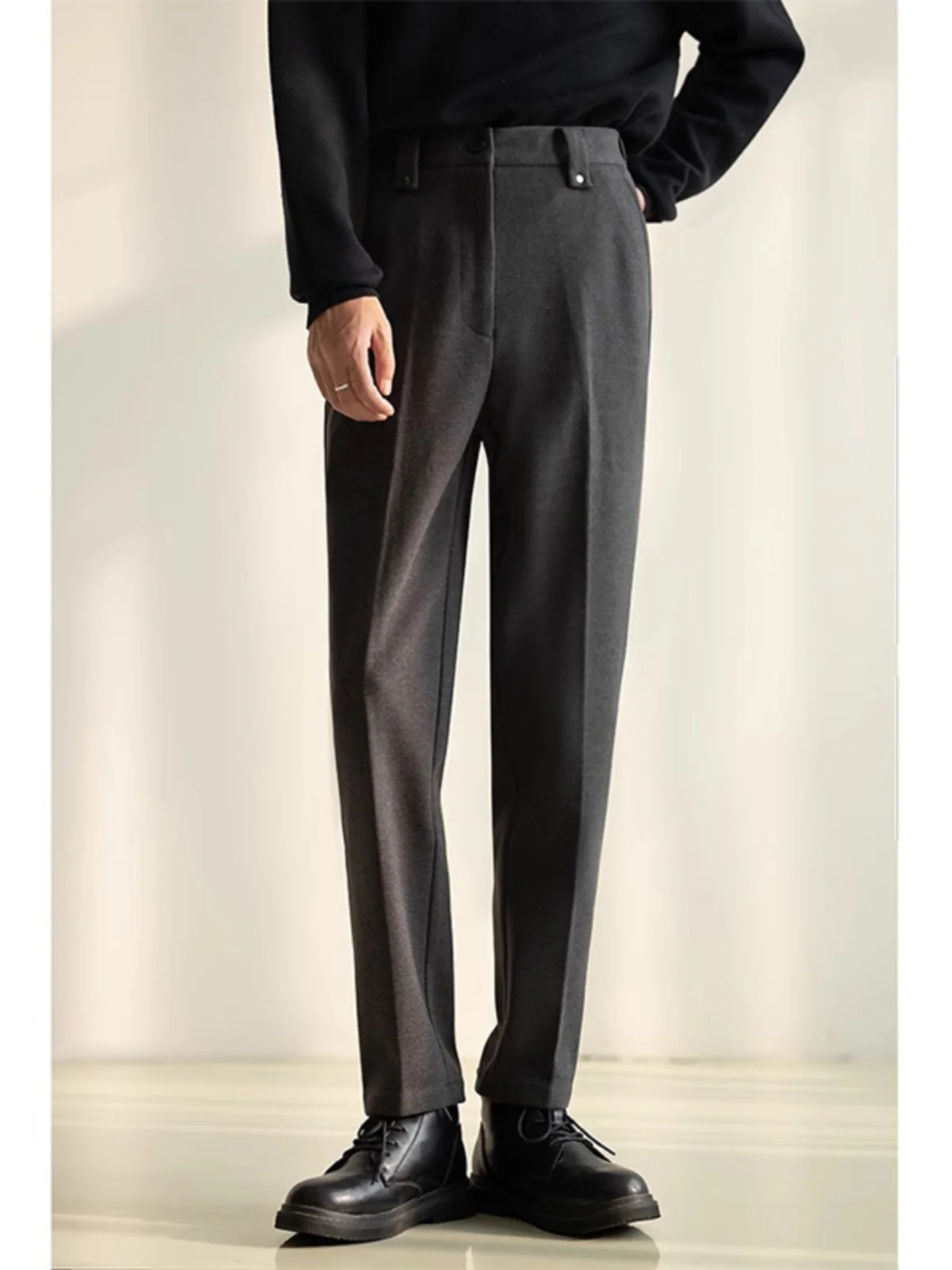 Busin Casual Men's Woolen Trousers Straight Leg Long Pants Autumn Winter New Sle Korean Version Light Maturi Faion