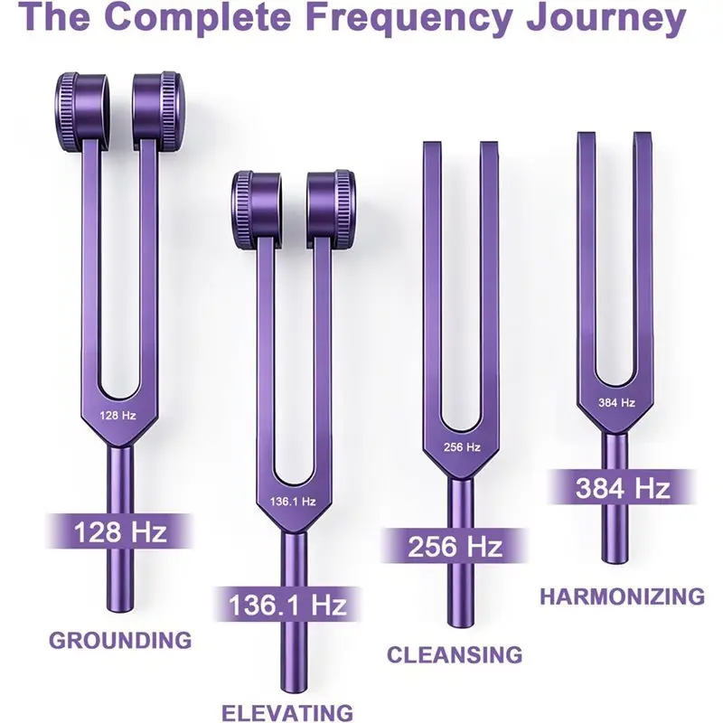 FSTE-Tuning Forks For Healing Set 128Hz,136.1Hz,256Hz,384Hz,Weighted And Unweighted Tuning Fork,Sound Healing For Meditation