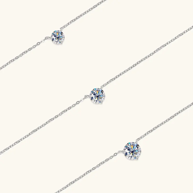 AINUOSHI New D2.00CT Moissanite Necklace for Women S925 Sterling Silver Classic Three Claw Solitaire Pendant Necklaces Jewelry