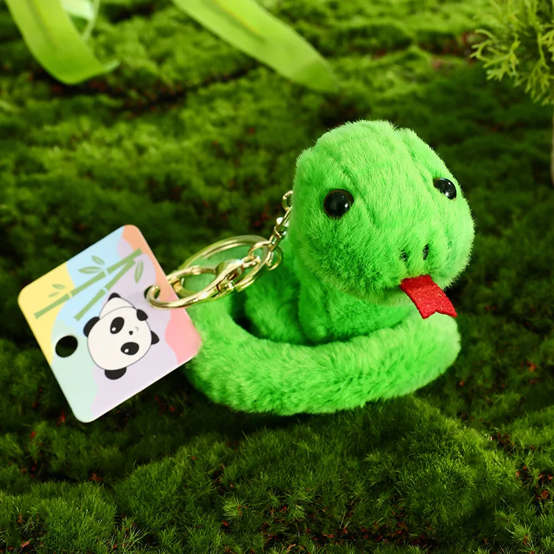 2025 New Cartoon Simulation Snake Plush Keychain Pendant Doll Creative Couple Cute Backpack Plush Snake Small Pendant Gifts