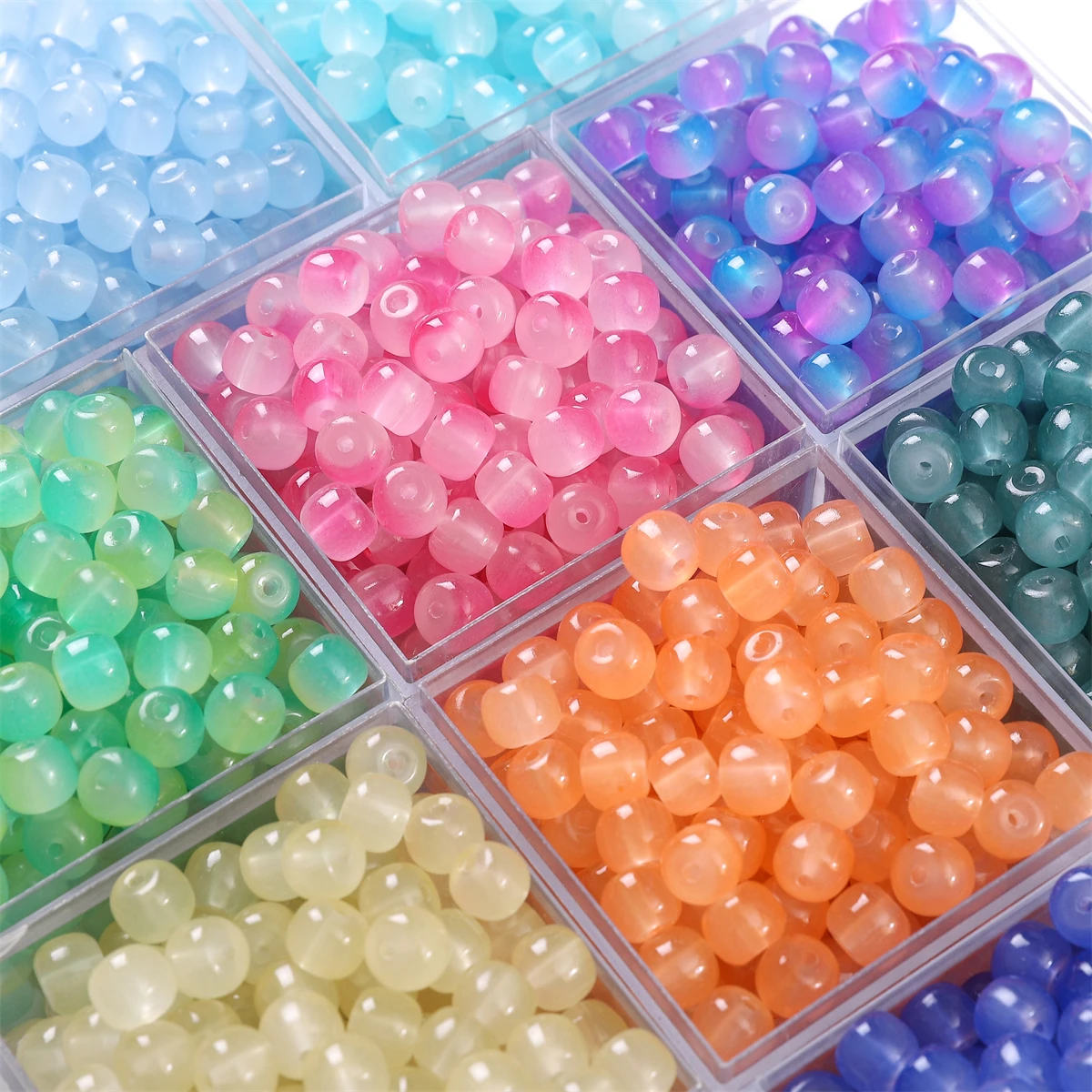 About 30pcs glass imitation jade beads, apple beads, round beads, DIY handmade beaded necklaces, jewelry accessories, loose bead