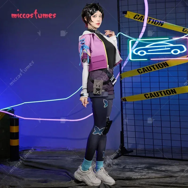 25COSIn Stock Miccostumes Wiomen's Clove Cosplay disfraz Top y chaqueta con pantalones cortos y medias conjunto completo