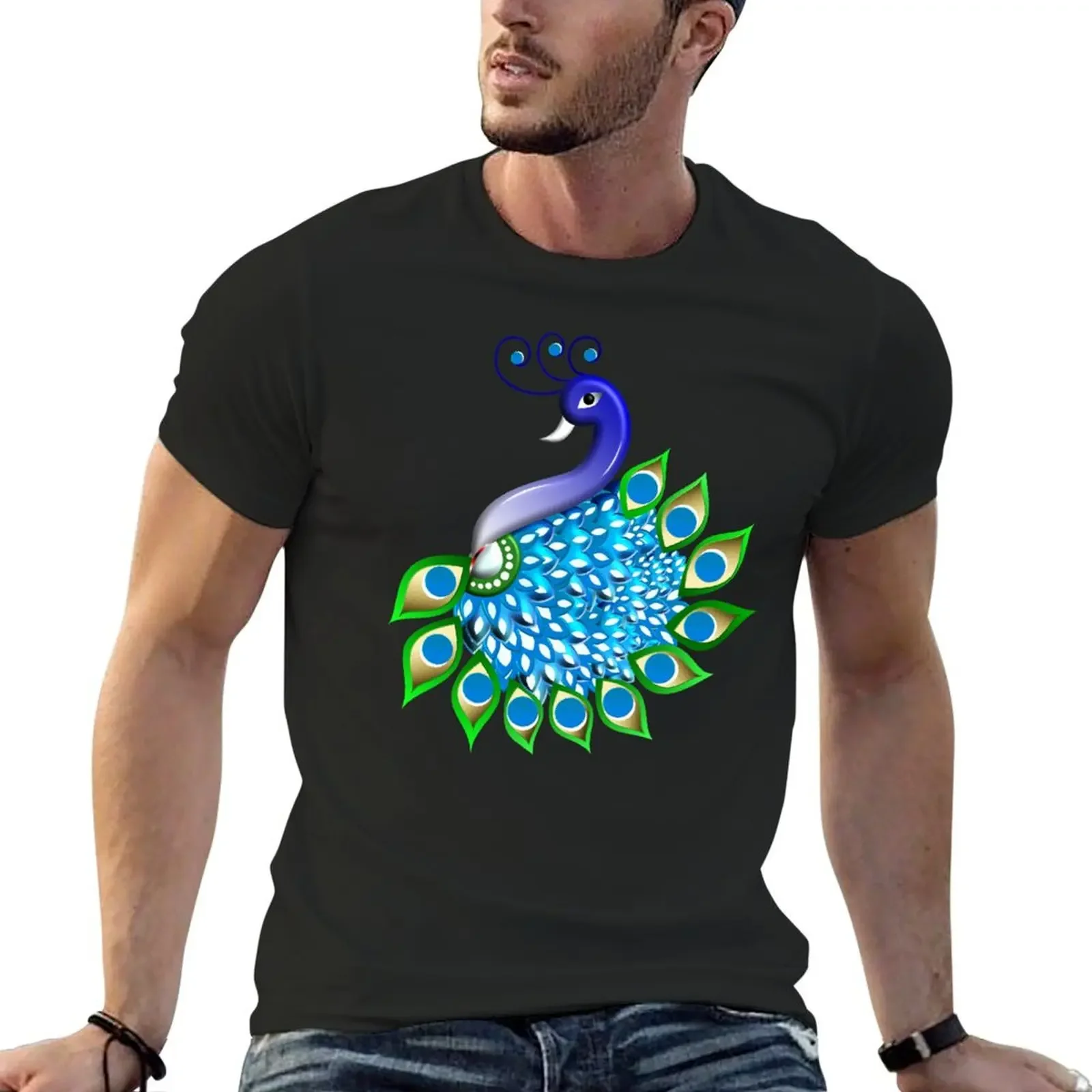 Peacock Art Design T-Shirt Blouse vintage graphic tee t shirts for men cotton