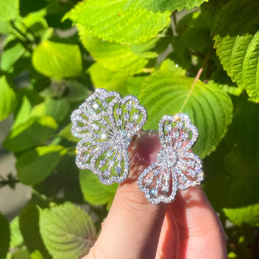 CWWZircons Shiny Zirkonia Einstellbare Lassen Blume Große Finger Ringe für Frauen Party Engagement Schmuck Zubehör R219 – Detail 4