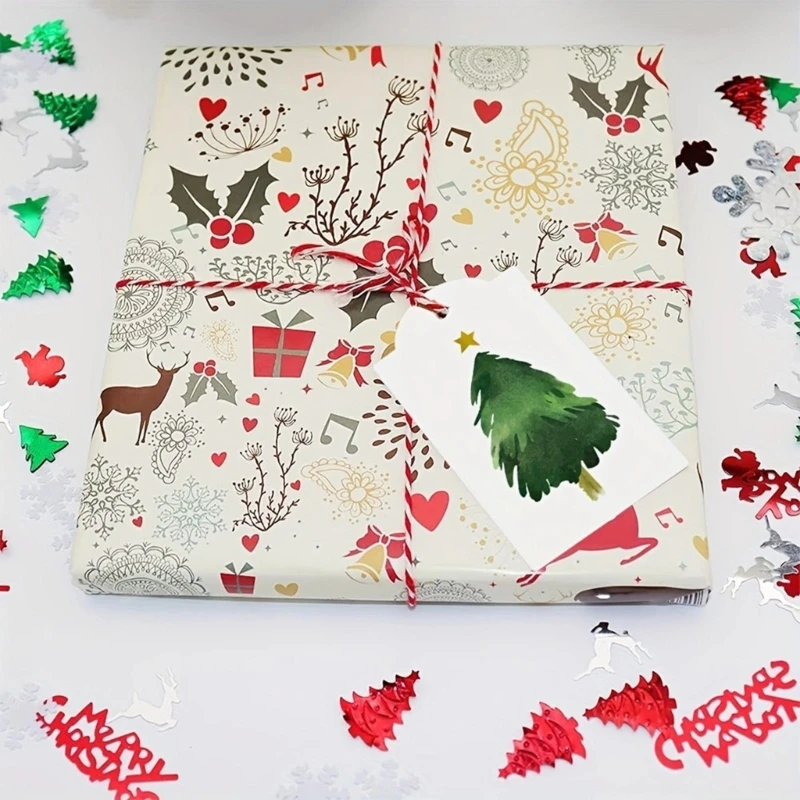 20 ชิ้นของขวัญคริสต์มาสแท็กป้ายคริสต์มาสเครื่องประดับต้นคริสต์มาสที่มีรู