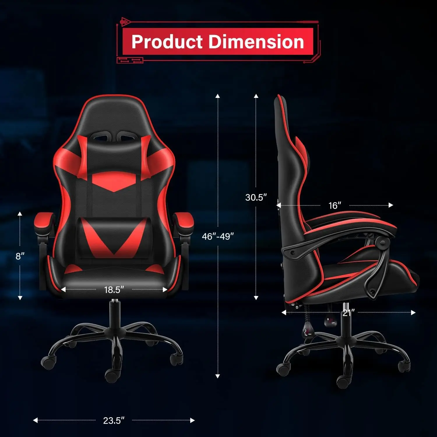 Gaming Chair, Big and Tall Gamer Chair, Racing Style Adjustable Swivel Office Chair, Ergonomic Video Game Chairs with Headrest