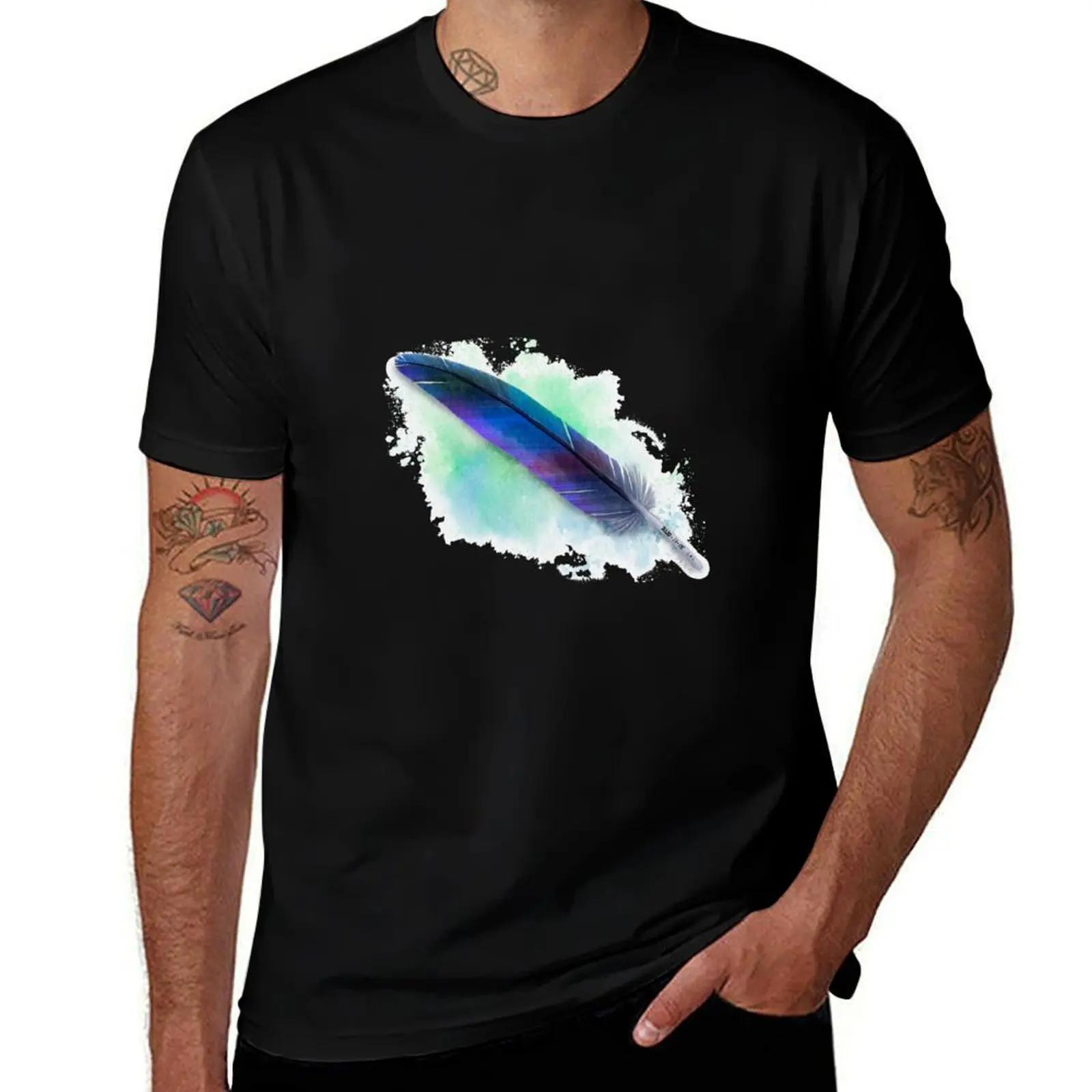 

Subtle destiel art Angel Feather T-Shirt Basic Comfort Fit T-Shirt for Men
