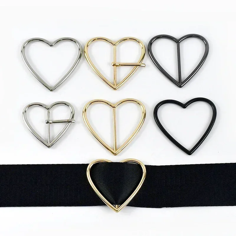 5/10Pcs 20/25/30/35/40mm Metal Buckles Heart Ring Belt Buckle Bag Strap Tri-Glide Sliders Webbing Pin Clasp Shoe Hook Accessory
