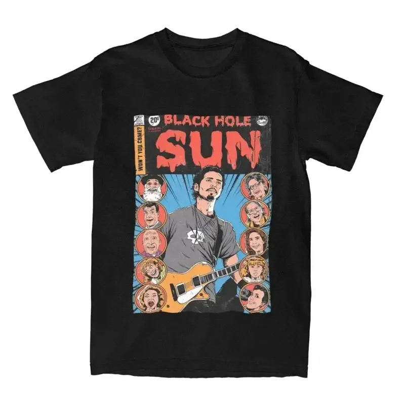 Мужская футболка из чистого хлопка Idea Clothing Unique Black Hole Sun Soundgarde