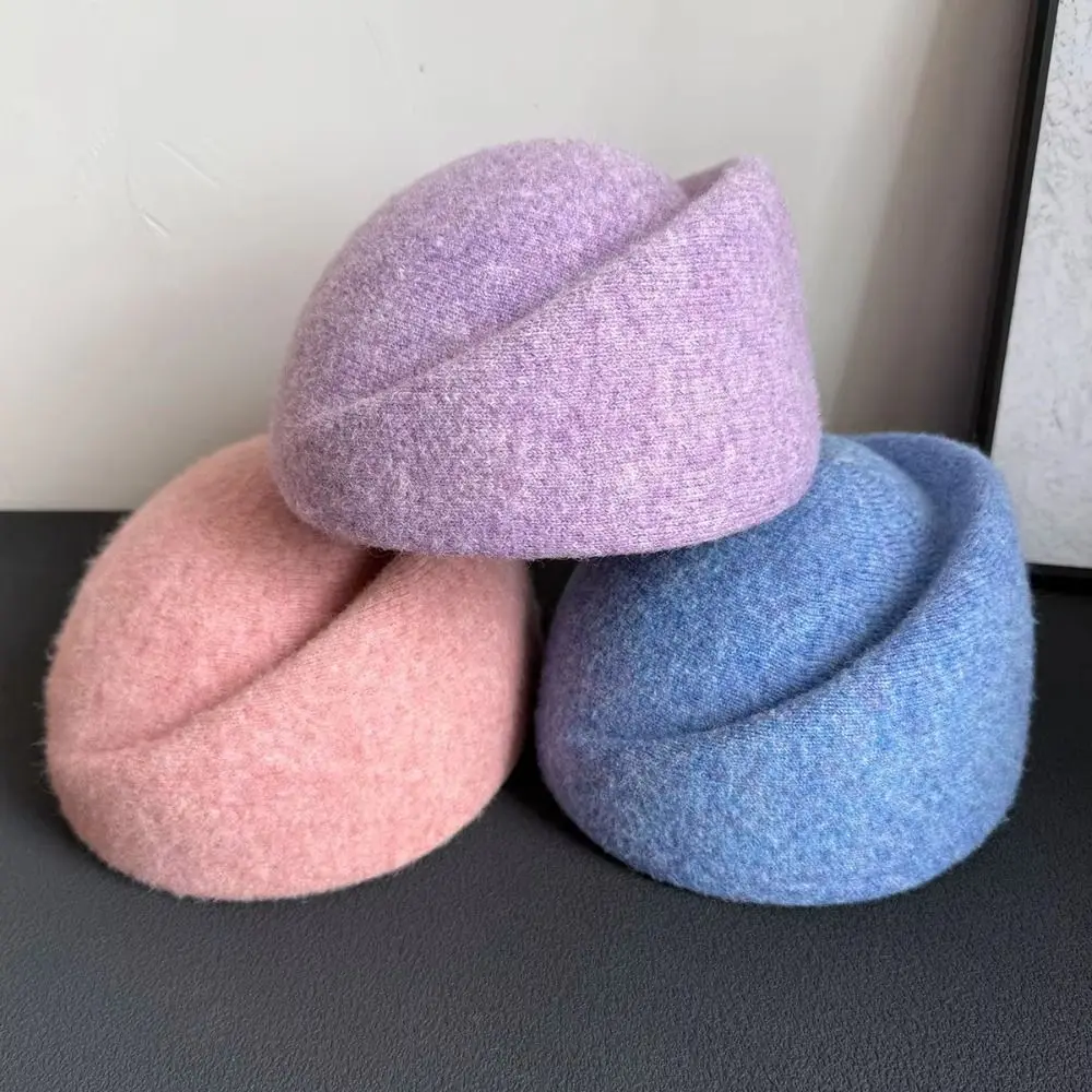 Fashion French Style Pillbox Hat Elegant Teardrop Beret Hat Dome Solid Color Formal Hat Live Show